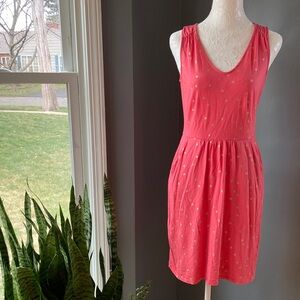 Boden Sleeveless Coral Polka Dot Midi Dress